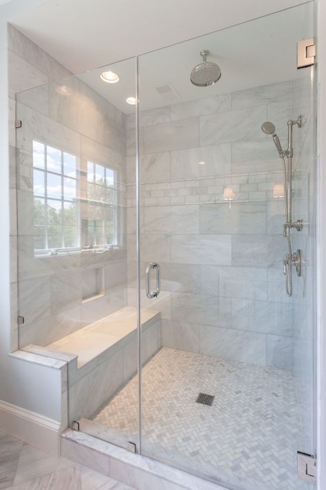 Built In Shower Seat, Master Shower, Master Bath Ideas, Bathroom Remodel Designs, Bathroom Remodel Shower, Master Bath Remodel, Trendy Bathroom, Bathroom Remodel Ideas, Bathroom Redo