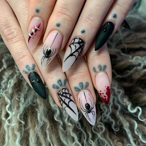 Scary Nails, Horror Nails, Holloween Nails, Witch Nails, Spooky Nails, Witchy Nails, Halloween Acrylic Nails, Gothic Nails, Goth Nails