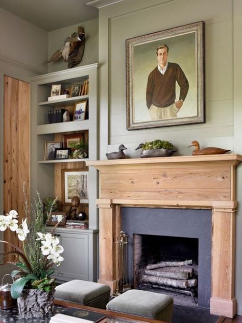 Fireplace Mantel to Update a Dated Brick Fireplace Cottage Fireplace, Masculine Decor, Southern Traditional, Wood Fireplace Mantel, Wood Mantels, Traditional Fireplace, Wood Fireplace, Home Fireplace, Brick Fireplace