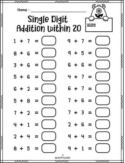 Single Digit Addition within 20 – Kindergarten & 1st Grade Math Worksheet Math Pages For 1st Grade, 3rd Grade Math Lesson Plans, Math For 1st Grade Worksheets Free, 2nd Grade Worksheets Math, Special Education Math Elementary, 1st Grade School Work, First Grade Addition Worksheets, Free 1st Grade Math Worksheets, 2nd Grade Addition Worksheets