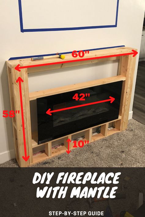 Fireplace With Mantle, Electric Fireplace Surround, Diy Electric Fireplace, Fireplace With Mantel, Built In Electric Fireplace, Electric Fireplace Wall, Fireplace Frame, Faux Fireplace Diy, Build A Fireplace