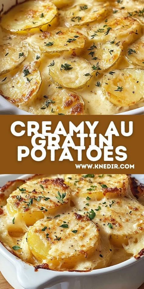 Rich, cheesy, and irresistibly creamy, these Au Gratin Potatoes are the ultimate side dish! 🥔🧀 Layered with tender potatoes, cream, and melted cheese, this recipe is perfect for family dinners, holiday feasts, or whenever you crave comfort food. Easy to prepare and guaranteed to impress! Save this pin to make the best au gratin potatoes your family will love. 📌 #AuGratinPotatoes #ComfortFood #SideDish #CheesyPotatoes #HolidayRecipes #DinnerIdeas #FamilyFavorite #PotatoRecipes Easy Supper Ideas With Potatoes, Thanksgiving Potato Recipes Side Dishes, Creamy Au Gratin Potatoes All Recipes, Creamy Potato Gratin, I’ll Gratin Potatoes Recipe, Scalloped Potatoes Au Gratin Recipes, Casserole Recipes For Dinner Potato, Cheesy Potato Au Gratin, Casserole Recipes For Dinner With Potatoes