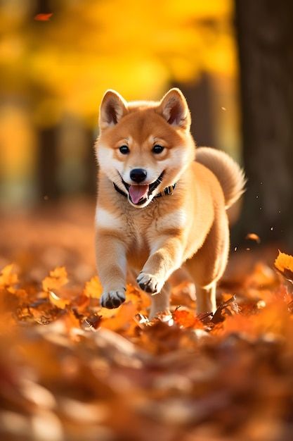 Premium Photo | Playful Shiba Inu Puppy in Autumn Leaves Painting Dogs, Puppy List, Shiba Dog, Animal Inspiration, Shiba Inu Puppy, Shiba Inu Dog, Mini Goldendoodle, Image Icon, Goldendoodle