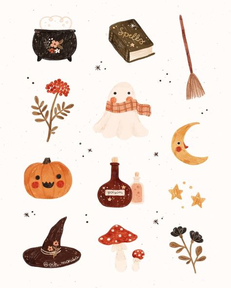 Halloween Drawing Ideas Easy, Halloween Drawing Ideas, Halloween Party Decoration, The Cauldron, Drawing Ideas Easy, Autumn Illustration, Stickers Kawaii, Halloween Illustration, Halloween Drawings