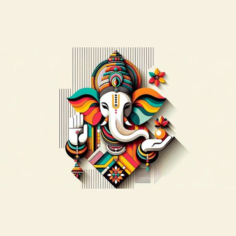 Hanuman Modern Art, Ganpati Poster Design Background, Ganesha Poster Design, Cute Ganesha Illustration, Ganapati Poster Design, Ganesh Graphic Design, Ganesh Poster Design, Ganesha Illustration Artworks, Ganpati Illustration Art