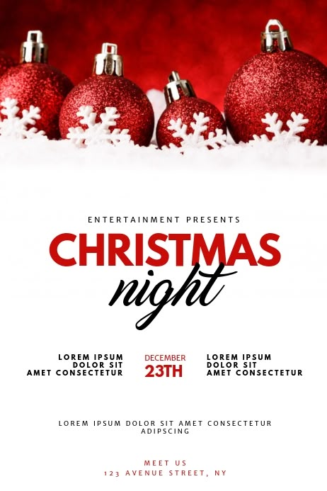 Christmas Night Event Flyer Design Template | PosterMyWall Xmas Flyer Design, Christmas Poster Design Templates, Flyer Design Christmas, Christmas Flyer Design Ideas, Christmas Flyer Design Graphics, Christmas Event Flyer, Poster Christmas Design, Christmas Poster Design Graphics, Xmas Poster Design