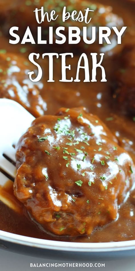 Best Salisbury Steak, Best Salisbury Steak Recipe, Steak With Gravy, Homemade Salisbury Steak, Salisbury Steak Recipe, Beef Steak Recipes, Salisbury Steak Recipes, Beef Patties, Tandoori Masala