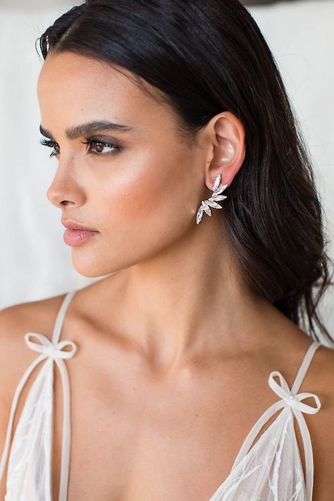 Swarovski and Sterling Marquise Cascade Earrings | David's Bridal Wedding Jewelry Simple, Boho Wedding Jewelry, Beach Wedding Jewelry, Bridal Wedding Earrings, Wedding Day Jewelry, Gold Wedding Jewelry, Bride Earrings, Swarovski Crystal Earrings, Bride Jewellery