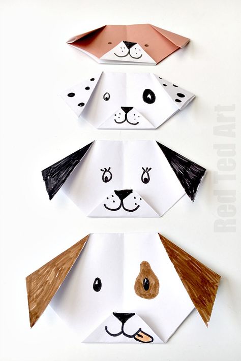 Origami Dog, Easy Origami For Kids, Tutorial Origami, Kids Origami, Paper Dogs, Origami Fashion, Quick And Easy Crafts, Useful Origami, Easy Origami