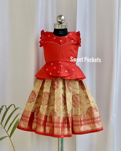 Sweet Pockets on Instagram: “Make your little ones steal the show with this stylish peplum blouse and banarsi lehenga 😍❤️ . LOVE @sweet.pockets #kids #kidsofinstagram…” Kids Blouse, Kids Lehenga, Dress For Kids, Designer Kids, Designer Kids Clothes, Peplum Blouse, Baby Dresses, Rangoli Designs, Kids Design