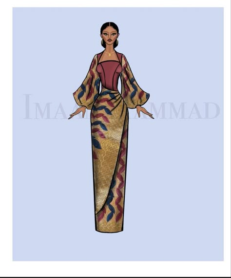 Lace Dress African Style, Simple Nigerian Dress, African Gowns Nigerian Fashion, What To Wear To A Graduation Party As A Guest, Sallah Styles, Ankara Dress Designs Corset, Fashion Illustration Traditional Wear, African Fashion Illustration, African Dress Sketch