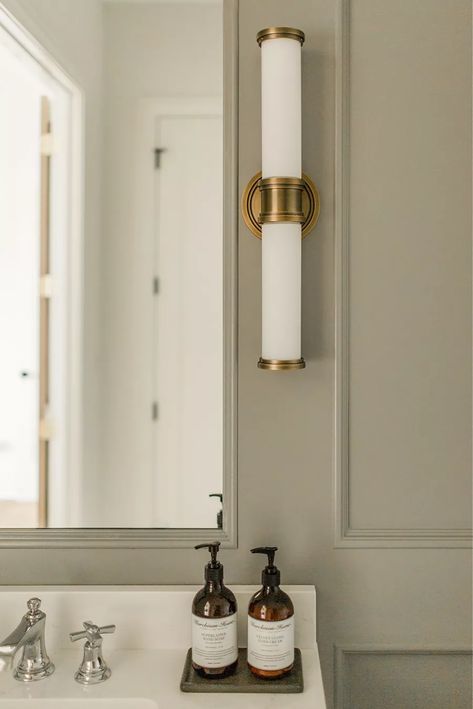 WAC Lighting WS-39522-BB Ashton … curated on LTK Sconces Master Bath, Mirror With Sconces, James May Homes, Mantel Mirror, White Siding, Copper Gutters, James May, Black Windows, Wac Lighting