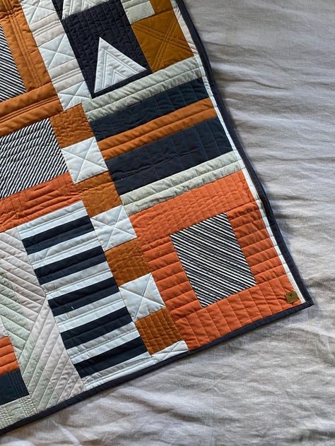 View Zen Chic Quilt Patterns Free, Gees Bend Quilts Pattern, Quilt For A Man, Small Art Quilts, Easy Modern Quilt Patterns, Masculine Quilts Ideas, Art Deco Quilt Patterns, Modern Quilt Ideas, Masculine Quilts