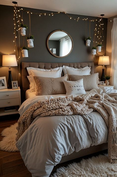 Couples Relaxing At Home, Elegant Rustic Bedroom Ideas, Budget Master Bedrooms Decor, Rustic Gray Bedroom Ideas, Simple Country Bedroom Ideas, Room For Couples Ideas, Bedroom Ideas For 20 Year Old Women, Diy Earthy Home Decor, Cozy Couple Bedroom