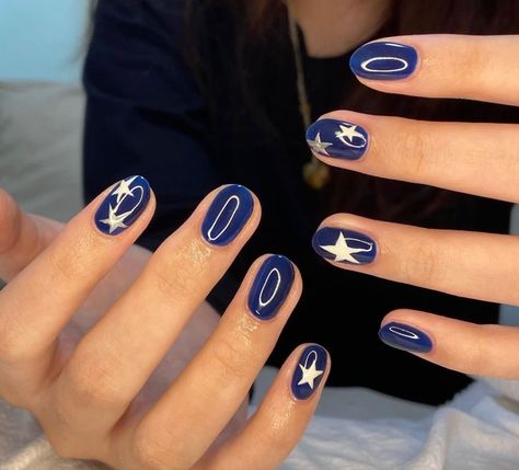 Navy Nails, Kutek Disney, Hippie Nails, Short Gel Nails, Casual Nails, Pretty Gel Nails, Star Nails, Fire Nails, Dream Nails