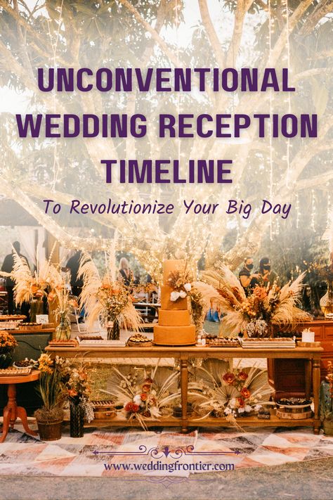 Wedding Reception Non Traditional, Nom Traditional Wedding Ideas, Cute Wedding Ideas Creative Receptions, Receiving Line Wedding Ideas, Non Traditional Ceremony Ideas, Wedding Party Alternatives, Unconventional Wedding Ceremony, Non Sit Down Wedding Reception, Early Afternoon Wedding Timeline