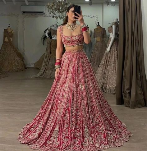 VISIT LIKE AND FOLLOW US For immediate response please call or WhatsApp us on +918099634110 Bridal lehenga.indianwedding lehenga.lehengalove.love.indianbridallehenga.indianware.saree.blouse,lehengalovers,indianbridalmakeup.bollywoodlehenga,haldi, Sangeet,haldidresses,bridalgagarhas, #lehenga #lehengalove #lehengalovers❤️❤️❤️ #lehengalovers #bridal #indianwedding #indiansaree #indianbride #indianbridalmakeup #indianbridalwear #bollywood #bigfatindianwedding #haldi #haldiceremony #usaindia... Reception Outfit For Bride Indian, Indian Wedding Reception Gowns, Indian Wedding Lehenga, Indian Bridesmaid Dresses, Desi Aesthetics, Latest Bridal Lehenga, Trendy Outfits Indian, Mehendi Outfits, Indian Outfits Lehenga