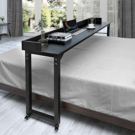 Amazon.com: Tribesigns Overbed Table with Wheels, Unadjustable Queen Size Mobile Desk with Heavy-Duty Metal Legs, Height Can't Adjust (White): Office Products Rolling Bed, Bed Tables, Overbed Table, Table With Wheels, Mobile Table, Mdf Panel, Bed Tray, Bed Table, Computer Table