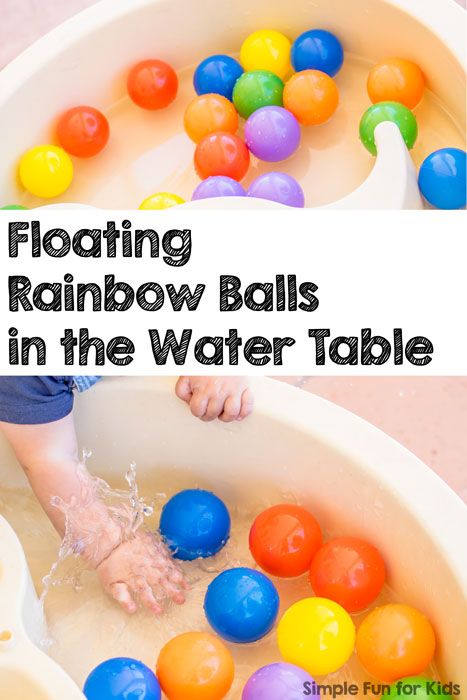 Simple Sensory Activities for Kids: Floating rainbow balls in the water table - colorful splashing fun for babies and toddlers! Infant Sensory, Infant Curriculum, Water Table Activities, Sensory Activities For Kids, Toddler Curriculum, Infant Classroom, Infant Room, Baby Sensory Play, Toddler Classroom