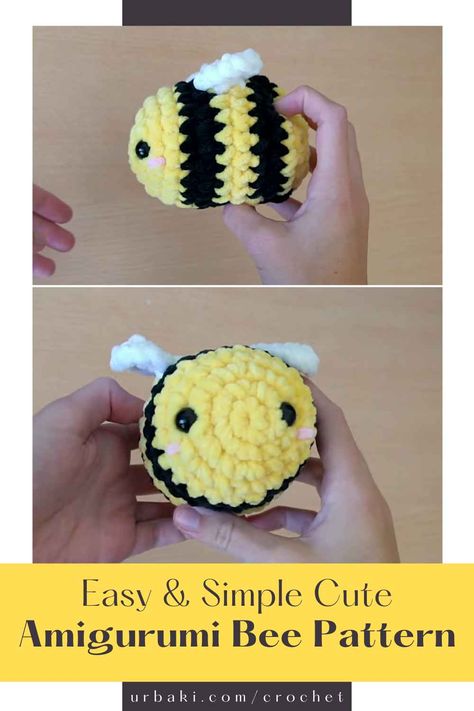 If you've ever wanted to embark on a delightful crochet project that's both easy and adorable, look no further than the Easy & Simple Cute Amigurumi Bee Pattern. Amigurumi, the Japanese art of crafting small stuffed animals and objects, has taken the crafting world by storm with its charm and versatility. This particular pattern invites you to create a charming bee, a symbol of nature's pollinators, using straightforward techniques suitable for both beginners and experienced... Simple Free Amigurumi Pattern, Simple Knitting Ideas For Beginners, Easy Bee Crochet Pattern, Quick Easy Amigurumi Crochet Projects, Bee Pattern Crochet Free, No Sew Bee Crochet, Crochet Animals Simple, Chunky Crochet Stuffed Animal Free Pattern, Small Bumble Bee Crochet Pattern