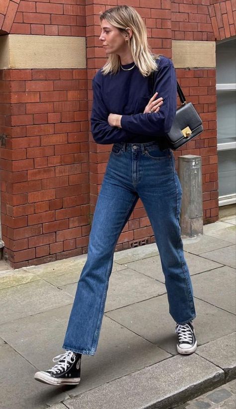 Navy Blue Sweater Outfit, Navy Sweater Outfit, Blue Tshirt Outfit, Dark Washed Jeans Outfit, Dark Blue Jeans Outfit, Blue Top Outfit, Wash Jeans Outfit, Blue Sweater Outfit, Sweater And Jeans Outfit