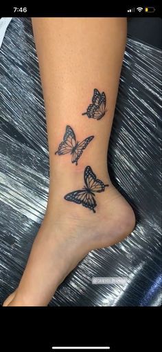 Ankle Tattoos For Women Butterflies, Butterfly On Feet Tattoo, Feet Tattoos For Women Butterfly, Butterflies On Leg Tattoos, Leg Tattoos Butterflies, Butterfly Tattoo Back Of Leg, Ankle Tattoo Butterflies, Butterfly Feet Tattoos, Butterfly Tattoo Leg For Women