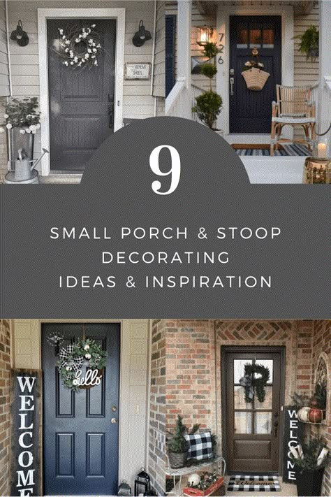 Small Porch With Bench, Exterior Door Decor Ideas, L Shaped Front Porch Decorating Ideas, Small Front Porch Potted Plant Ideas, How To Decorate A Small Front Stoop, Small Porch Spring Decor, Ideas For Front Porch Decorating, Single Door Front Porch Decor, Farmhouse Small Front Porch Ideas