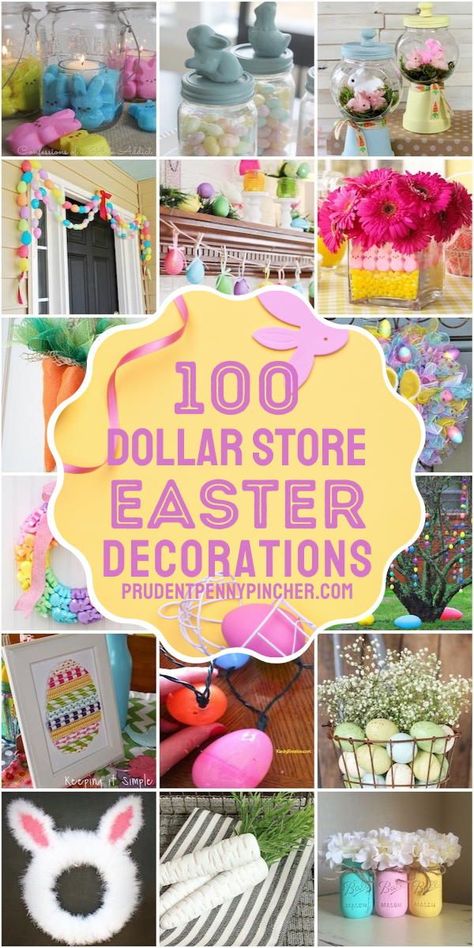 Brighten your home with some spring flair on a budget with these dollar tree DIY easter decorations. From DIY easter centerpieces to DIY easter wreaths, there are plenty of dollar store easter decor ideas for the home. There are both outdoor and indoor dollar store easter decorations to choose from. Paper Crafts Butterfly, Diy Easter Centerpieces, Easy Easter Ideas, Dollar Tree Easter Decor, Dollar Tree Easter Basket, Crafts Butterfly, Easter Crafts Dollar Store, Dollar Tree Easter Crafts, Prudent Penny Pincher