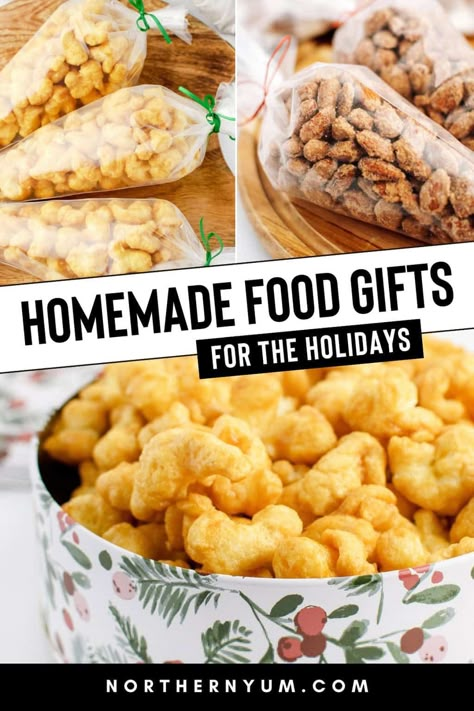 Looking for the perfect homemade treats to gift this holiday season? These sweet, simple goodies make great gifts for friends and family. How To Wrap Food As A Gift, Cheap Food Gifts For Christmas, Christmas Snack Bags Gifts, Holiday Snack Gifts Easy Recipes, How To Package Christmas Treats, Easy Christmas Baked Goods Gifts, Snack Gifts For Christmas, Christmas Gift Snack Ideas, Xmas Food Gifts Homemade