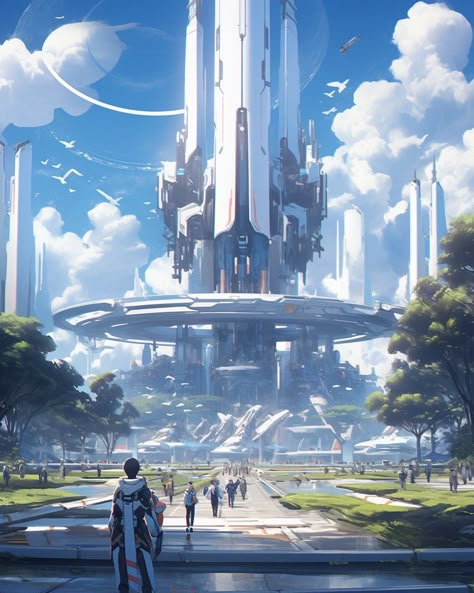 Scifi Environment, Fox Anime, Scifi City, Profile Anime, Sci Fi Architecture, Sci Fi Landscape, Future Buildings, Sci Fi City, Sci Fi Environment