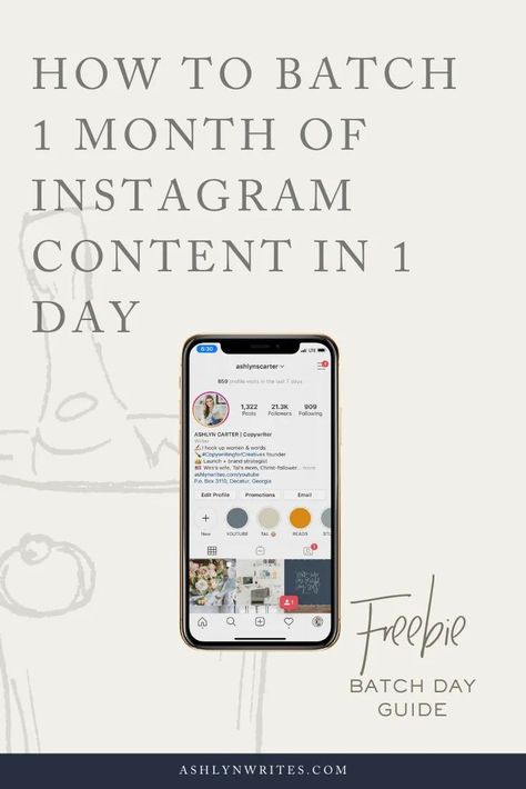 How to Batch Plan 30 Days of Instagram Content in 1 Day | Ashlyn Writes | Struggling to keep up with a consistent social media marketing content calendar? In this blog post, I'm sharing how I write, schedule, and create a whole month's worth of IG content in one day! #socialmediamarketing #contentcalendar #instagramtips 30 Days Of Instagram Content, Instagram Content Strategy, Copywriting Portfolio, Social Media Content Calendar, Copywriting Tips, Content Inspiration, Social Media Calendar, Content Calendar, Media Planner