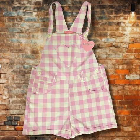 Nwt Dolls Kill Sold Out // Deadstock Size Medium Waist Measures 16” Flat Strawberry Overalls, Gingham Overalls, Pink Romper, Sugar Thrillz, Pink Rompers, Pink Gingham, Dolls Kill, Kids Wear, Custom Clothes