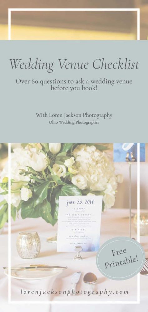 FREE PRINTABLE with 60+ questions to ask a wedding venue before you book!  #weddingplanning #ohiowedding Wedding Venue Checklist Printable, Wedding Venue Visit Outfit, Venue Checklist Wedding, Wedding Venue Questions Checklist, Venue Management, Wedding Venue Checklist, Venue Checklist, Vendor Tips, Free Wedding Venues