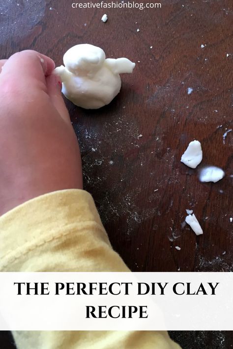 This clay is so much fun, feels amazing in your hands, and resembles porcelain after it’s dried. The feel in your hands is nearly identical to Crayola’s Model Magic. Trust me guys, your kids are going to love it! Mix some up on the next rainy day, when you want to keep the kids busy, this weekend…… whenever really. #kidscrafts #diyclay Diy Clay Recipe, Sewing For Beginners Projects, Baking Soda Clay, No Sew Clothes, Creativity Challenge, Clay Recipe, Learn Sewing, Diy Fashion Ideas, Model Magic