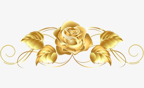 Gold Clipart, Flower Png Images, Rose Clipart, Vintage Flowers Wallpaper, Rose Gold Flower, Background Design Vector, Floral Border Design, Golden Flower, Rose Decor