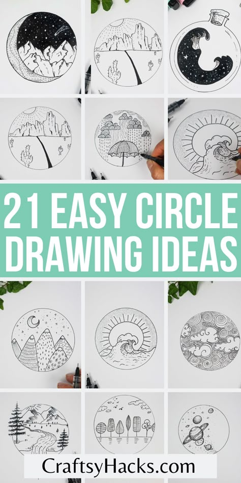 Circle Drawing Ideas, Doodle Art For Beginners, Digital Art Software, Pencil Drawings For Beginners, Arte Doodle, Illustration Simple, Circle Drawing, Easy Drawing Tutorial, Drawing Hair