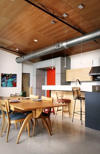 Modern Spaces Exposed Spiral Ductwork Design, Pictures, Remodel, Decor and Ideas Hvac Design, Midcentury House, Energy Efficient Homes, Duct Work, Industrial Kitchen, Kitchen Design Ideas, Jairzinho, Home Upgrades, Ideas Pictures