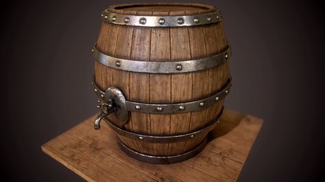 ArtStation - Beer barrel, Alexander Shevchuk Medieval Bar, Beer Wood, Beer Barrel, Beer Keg, Texture Drawing, Military Hardware, Got Wood, 3d Modeling, Beer Mug