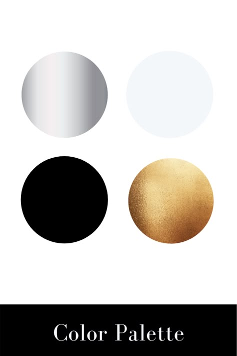 Black White Silver Gold Color Palette, Black White Gold Colour Palette, Black Grey Gold Colour Palette, White And Silver Color Palette, Black White Gold Branding Color Schemes, Black Gold Silver Color Palette, Black White Silver Color Palette, Black White Grey Gold Color Palette, Silver And Black Color Palette