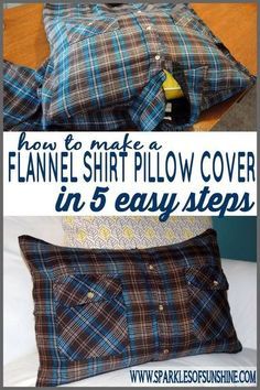 Flannel Shirt Pillow, Old Flannel, Memory Pillow From Shirt, Memorial Items, Shirt Pillows, Make A Pillow, Memory Crafts, Memory Shirts, Memory Pillows