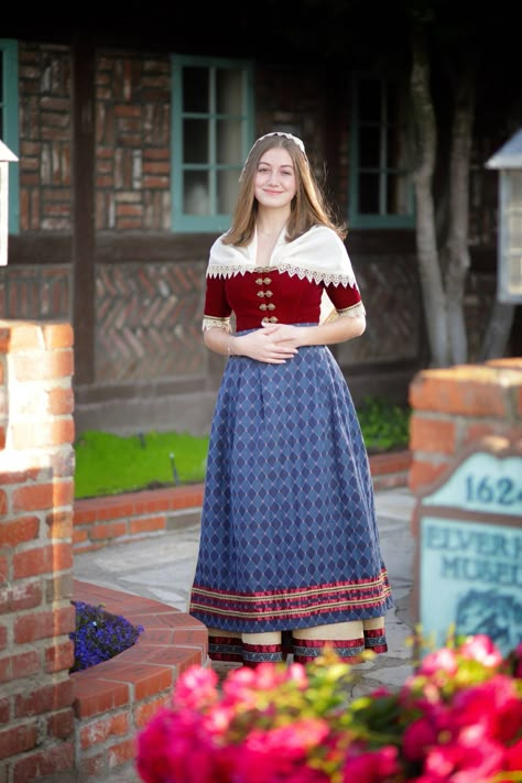 The Solvang Danish Days Foundation has named Solvang resident Gillian Nielsen as its 2019 Danish Maid. She will preside over the 83rd annual Solvang Danish Days heritage festival, which returns with a three-day weekend event, slated for Sept. 20 through 22.  Gillian admits that ever since she was a girl, she has looked up to the Danish Maid as a celebrity. "I’ve been waiting until I was old enough to be considered for the role," she explained, adding that being the first Danish Days Maid to rep" Danish Traditional Clothing, Traditional Danish Clothing, Danish Dress, Danish Clothing, Frozen Jr, Autumn Court, Europe Culture, Danish Culture, Three Day Weekend