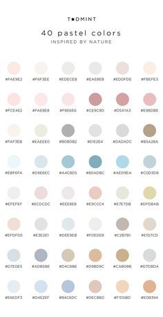 8 Pastel Color Palettes Inspired by Nature | TADMINT Colorful Soft Aesthetic, Good Notes Color Palette, Pastel Color Theme, Pantone Colour Palettes, Hex Color Palette, Color Schemes Colour Palettes, Hex Codes, Hex Color Codes, Pastel Colour Palette