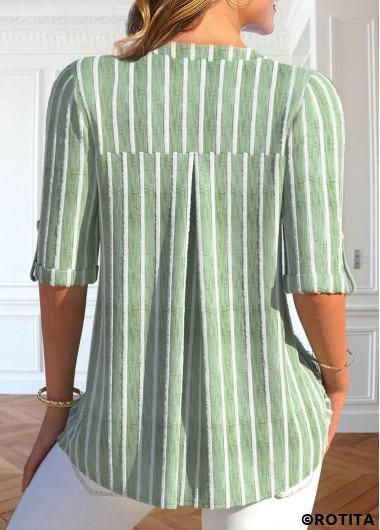 Half Sleeve Shirt, Half Sleeve Shirts, Half Sleeve Blouse, Blouse Material, Linen Blouse, Green Button, Casual Stripes, Women Shirts Blouse, Green Blouse