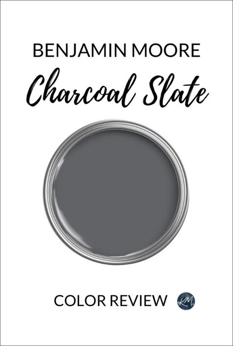 Benjamin Moore Charcoal Slate: Paint Color Review - Kylie M Interiors Charcoal Painted Cabinets, Charcoal Slate Benjamin Moore Exterior, Bm Kendall Charcoal Cabinets, Charcoal Gray Sherwin Williams, Benjamin Moore Charcoal Colors, Slate Grey Paint Color, Benjamin Moore Charcoal Slate, Anchor Gray Benjamin Moore, Charcoal Grey Paint Color