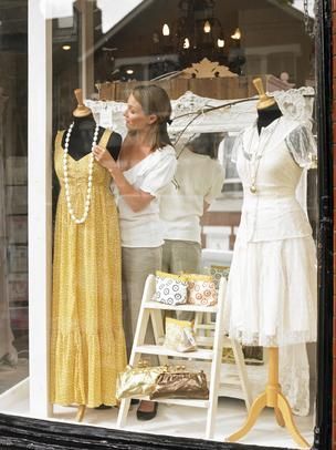 An attractive window display could bring traffic into your store. Boutique Window Displays, Store Window Displays, Boutique Display, Clothing Displays, Boutique Decor, Retail Sales, Store Window, Creative Display, Small Town Girl