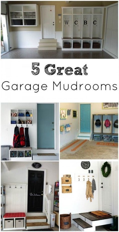 great garage mudroom ideas! Keep your family and home organized as soon as they walk in the door. Carport Modern, Mud Room Garage, Workshop Diy, Garage Shelves, Garage Entry, Garage Remodel, Shelves Diy, Garage Makeover, Laundry Mud Room