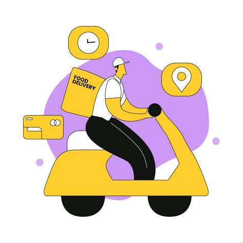 Free Food Delivery Illustration Delivery Illustration Design, Food Delivery Illustration, Whatsapp Illustration, Delivery Illustration, Free Food Delivery, Fruit Delivery, Image Graphic, Meals On Wheels, Uber Eats