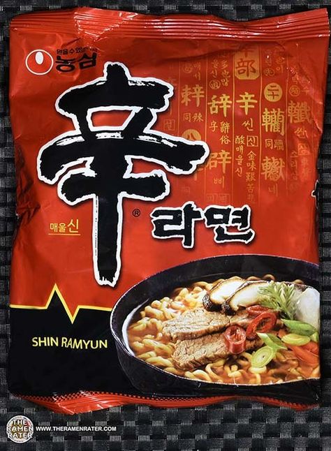 The Ramen Rater reviews the original Shin Ramyun instant noodle soup from South Korea, sent by a reader named Anders & girlfriend Ji-Min Nongshim Ramen, Shin Ramen, Korean Instant Noodles, Shin Ramyun, Korean Ramen, Ramen Noodle Soup, Spicy Ramen, Ramen Soup, Spicy Noodles