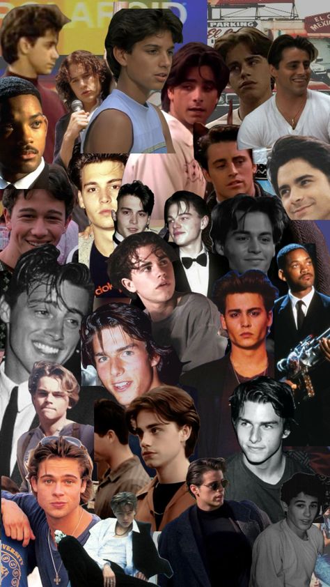 #90s boys 90s Heartthrobs Guys, 90s Celebrities Men, 90s Boys Aesthetic, 90s Male Actors, Men In The 90s, 90s Boys Fashion, 80s Men Hairstyles, Popular 90s Hairstyles, 90s Fashion Boys