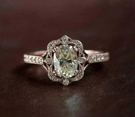 Oval Cut Diamond Rings, Milgrain Ring, Vintage Art Deco Rings, Edwardian Ring, Art Deco Wedding Rings, Moissanite Diamond Rings, Wedding Rings Vintage, Deco Ring, Gold Wedding Rings